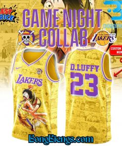 Los Angeles Lakers x One Piece Game Night Collab Custom Yellow Basketball Jersey 1