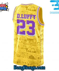 Los Angeles Lakers x One Piece Game Night Collab Custom Yellow Basketball Jersey 3