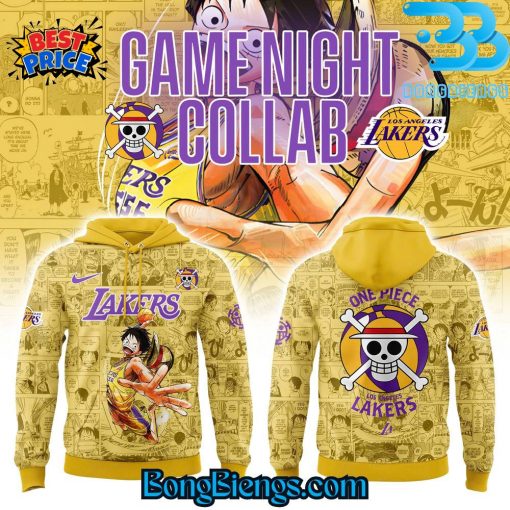 Los Angeles Lakers x One Piece Game Night Collab Yellow Hoodie