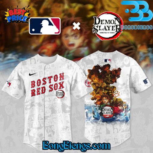 Boston Red Sox MLB X DEMON SLAYER Comic Style Limited Baseball Jersey