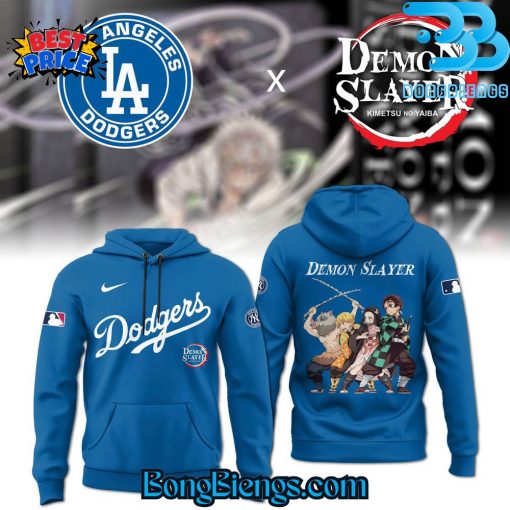 Los Angeles Dodgers X Kimetsu No Yaiba Blue Hoodie