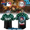 Los Angeles Dodgers x Tanjiro Kamado Sun Breathing Baseball Jersey