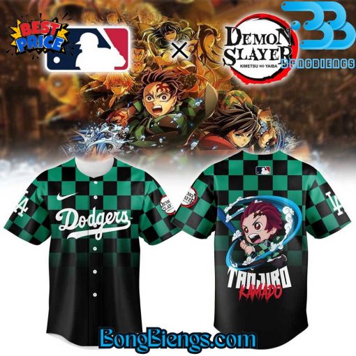 Los Angeles Dodgers X Tanjiro Kamado Water Breathing Baseball Jersey