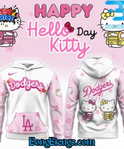 Los Angeles Dodgers x Happy Hello Kitty Kimono Day 2025 White Pink Hoodie