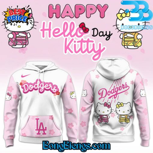 Los Angeles Dodgers x Happy Hello Kitty Kimono Day 2025 White Pink Hoodie