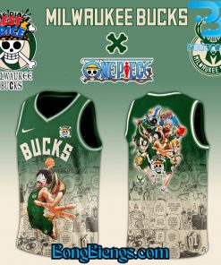 Milwaukee Bucks X One Piece Luffy Straw Hat Pirates Basketball Jersey