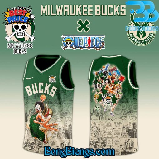 Milwaukee Bucks X One Piece Luffy Straw Hat Pirates Basketball Jersey