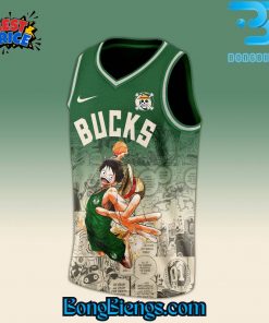 Milwaukee Bucks X One Piece Luffy Straw Hat Pirates Basketball Jersey