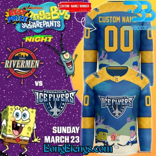 Pensacola Ice Flyers Spongebob Squarepants Night Hockey Jersey
