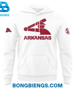 Arkansas Razorbacks MLB Throwback Logo White Hoodie