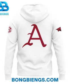 Arkansas Razorbacks MLB Throwback Logo White Hoodie