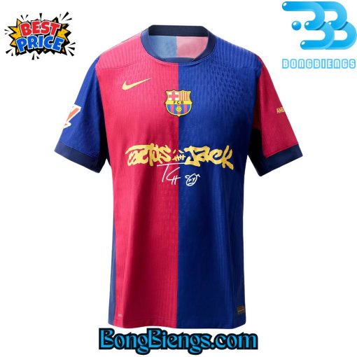 FC Barcelona x Travis Scott 24/25 Home Jersey Signed By The Travis Scott Soccer Jersey
