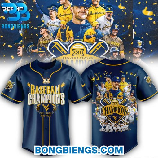 West Virginia Mountaineers Baseball Big 12 Champions 2025 Jersey