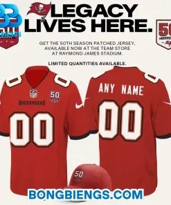 Tampa Bay Buccaneers “Legacy Lives Here” Celebrate 50 Seasons Football Jersey